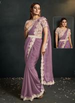 Silk Pink Party Wear Embroidery Work Ready To Wear Saree